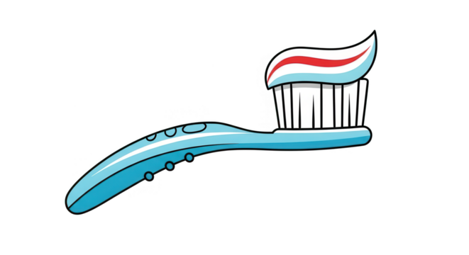 Cartoon Toothbrush With Toothpaste Illustration On Black - Powered by Adobe
