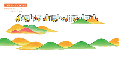 水彩で描いた秋の景色の背景ベクターイラスト