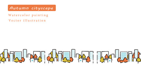 水彩で描いた秋の景色の背景ベクターイラスト