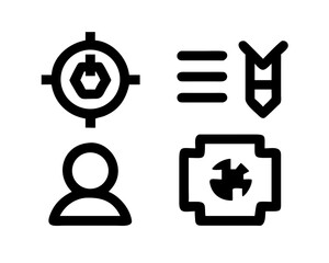 Icon set displaying targeting, prioritization, and healthcare