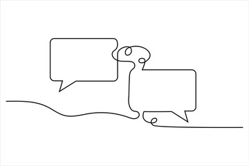 Speech bubble icon, continuous one line drawing, minimalist vector illustration