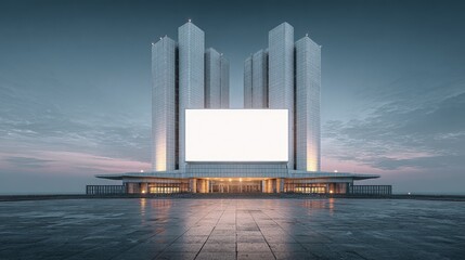A futuristic building with a large blank billboard ideal for ad placement concepts high-resolution details