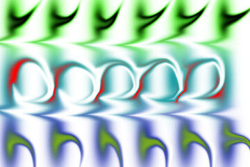 Abstract swirling shapes with vibrant color gradients and reflections