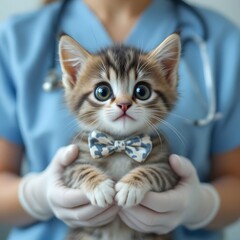 Adorable Kitten Adopts Dapper Bow Tie Style For Vet Visit