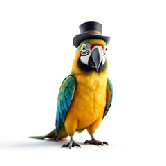 Dapper Parrot in Top Hat Ready for a Grand Adventure
