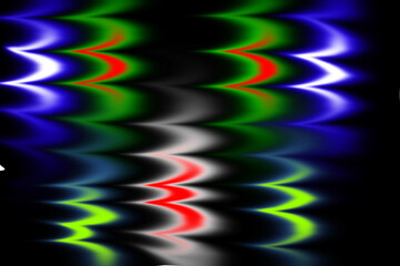 Abstract wavy light patterns with vibrant colors on black background