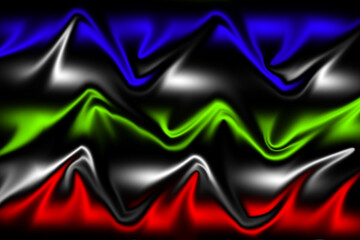 Vibrant abstract wavy lines of blue green and red