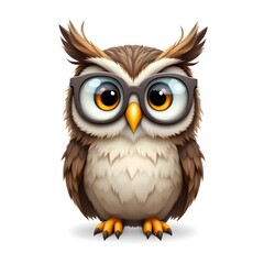 Adorable Cartoon Owl Wearing Glasses for Fun and Whimsy