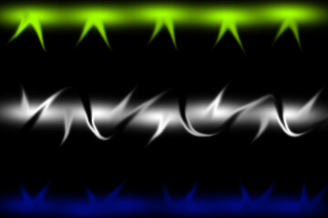 Abstract neon green and blue light streaks on black background