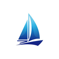 Blue Sailboat Icon Design Element on transparent background