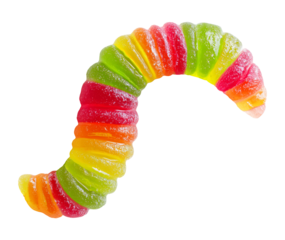 Colorful rainbow gummy candy, isolated on transparent background