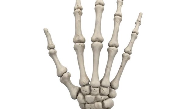 Human Hand Skeleton Isolated Against White Background Medical Anatomy Concept