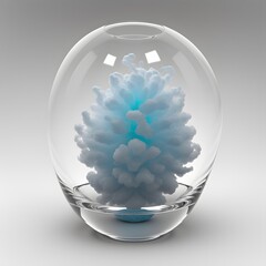 Enchanting Crystal Sphere Adorned with Delicate Blue Frost Flowers