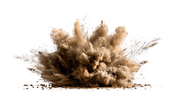Powerful explosion of light tan/beige dust