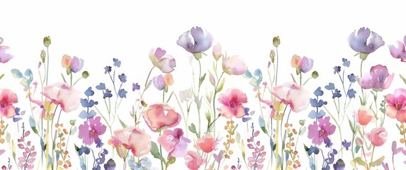 spring flowers watercolor illustration