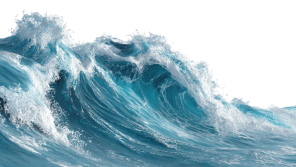 Powerful ocean wave cresting, showcasing turquoise water and frothy white foam