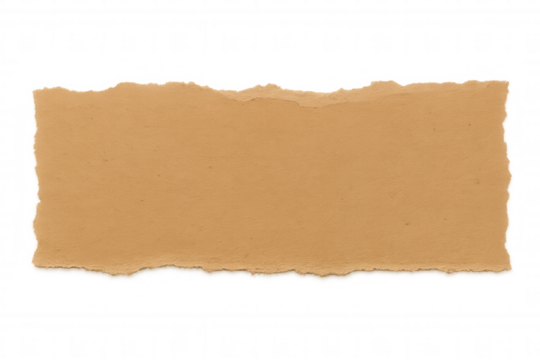 Torn kraft paper strip showing ripped edges and textured brown surface, isolated on a transparent background - Powered by Adobe