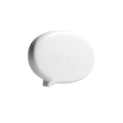 White speech bubble icon, 3D rendered