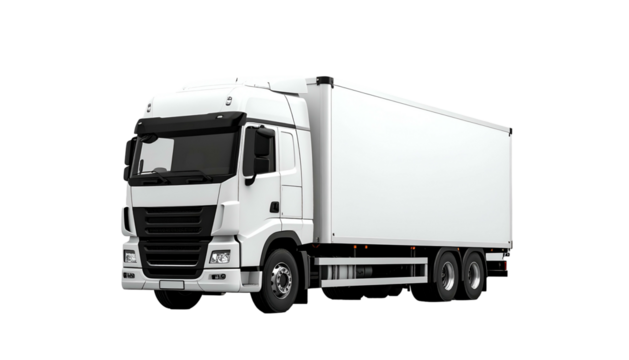 Side profile of a white semi-truck with enclosed cargo space