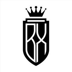 BX Vector logo initials shield with royal crown minimalist, elegant style