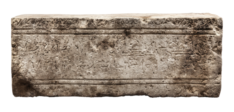 Ancient stone slab with engraved symbols