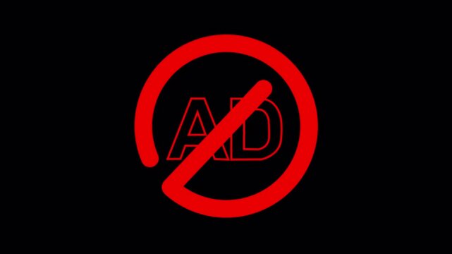 Enable and Disable Ads Toggle Animation. Looping Icon for Ad Blocker, Subscription, and Monetization Concepts. Alpha Channel. 4K