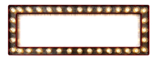Retro marquee sign with vintage light bulbs
