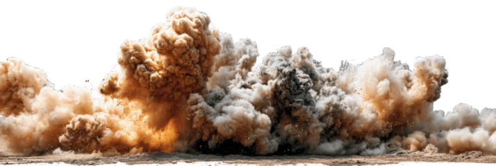 Powerful explosion of dust and debris