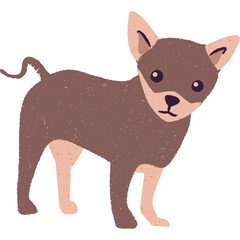 Cute brown chihuahua dog standing, isolated on transparent background, illustration