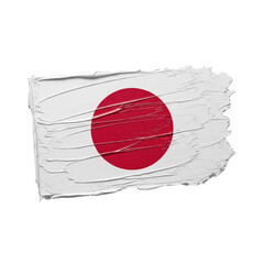 Japanese flag painted with thick brush strokes, isolated on transparent background