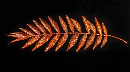 Obraz premium Glistening golden leaf nature botanical art black background close-up abstract beauty