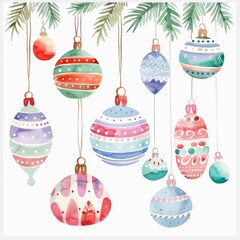 set of christmas ornaments
