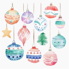 set of christmas ornaments