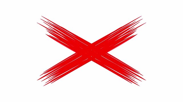 Red Cross Painted, brush style design Animation Video 4K 