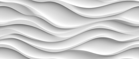 Obraz premium Seamless white abstract background with layered wavy texture. Smooth flowing shapes create a continuous 3D pattern with soft shadows
