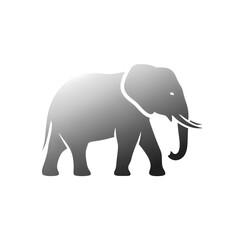 Fototapeta premium Grayscale Elephant Icon on Black on transparent background
