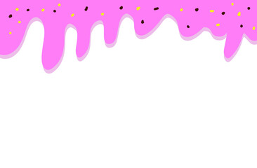 Pink Dripping Icing with Sprinkles on Black Background