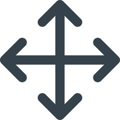 Four Directional Arrows Symbol Representing Movement and Navigation on Transparent Background