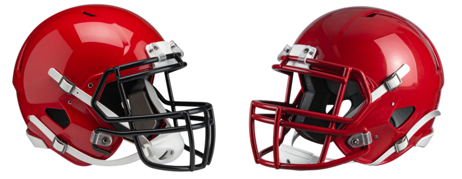 Red American Football Helmet Side View Isolated on Transparent Background
