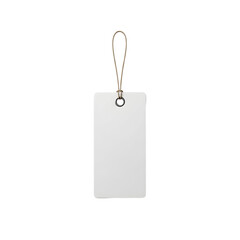 Elegant white blank tag mockup with string, ready for your branding or special message, perfect for retail, fashion, or gift presentation