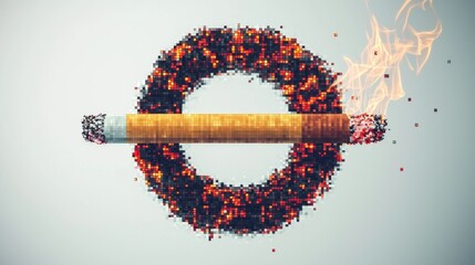 Creative art piece combines smoking symbol with vibrant colors to convey anti-tobacco message in a modern style