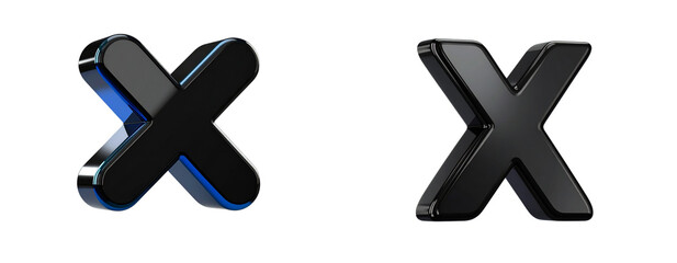 Obraz premium Minimal Matte 3D Twitter X Symbol in Monochrome Style, PNG Isolated