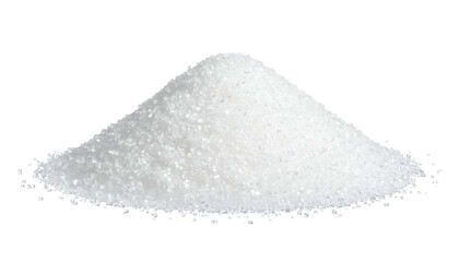 Conical pile of white, granular substance