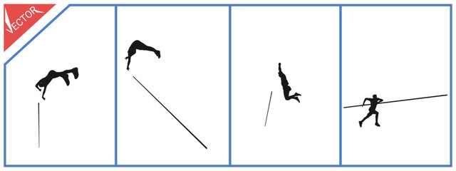 Silhouette of the world pole vault championship. Isolated on a white background. Vector illustration.