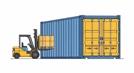 Efficient forklift loading cargo onto a shipping container for global trade and logistics, promoting streamlined supply chains and worldwide commerce solutions