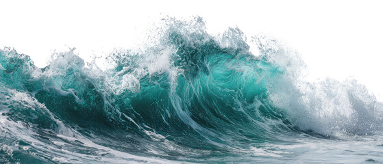 Powerful turquoise wave crashing