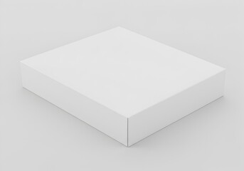 Fototapeta premium Blank white flat square box with a lid, presented on a clean background, ideal for packaging mockups, gifts, or product display.