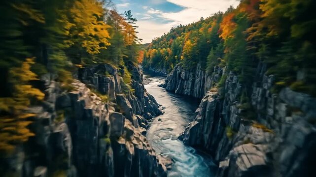 Ausable Chasm in Autumn, Adirondack Mountains