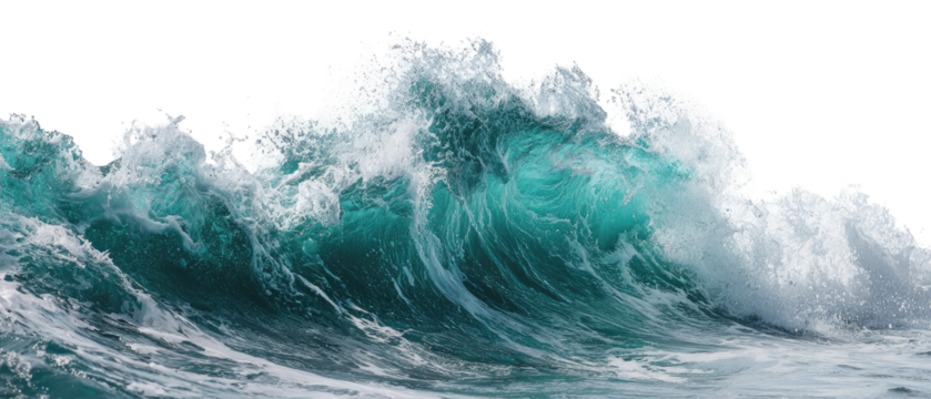 Powerful turquoise wave crashing