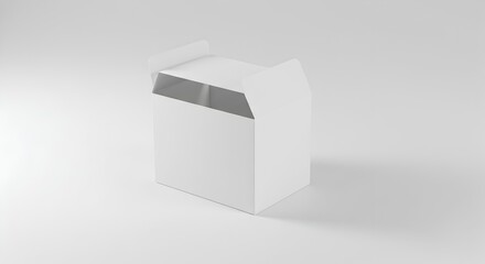 Blank white open cardboard fast food or takeaway box mockup, perfect for showcasing burger, fries, or meal packaging designs.